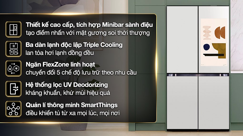 Tủ lạnh Samsung Inverter 636 lít Multi Door Bespoke RF65DB990012SV